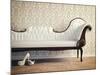 Vintage Sofa and Wallpaper Wall-viczast-Mounted Photographic Print