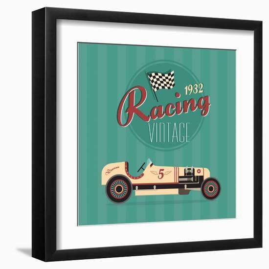 Vintage Sport Racing Cars-vector pro-Framed Art Print