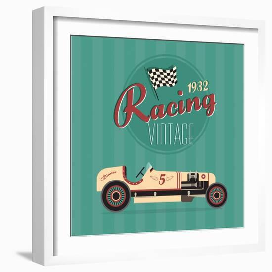 Vintage Sport Racing Cars-vector pro-Framed Art Print