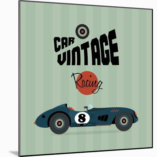 Vintage Sport Racing Cars-vector pro-Mounted Art Print