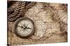 Vintage Still Life With Compass And Old Map-scorpp-Stretched Canvas