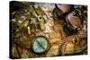 Vintage Still Life With Compass,Sextant And Old Map-scorpp-Stretched Canvas