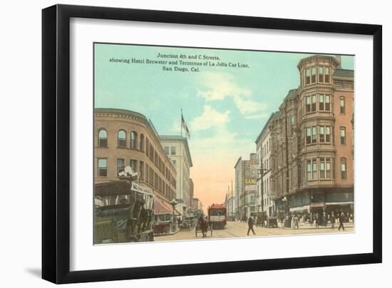 Vintage Street Scene, San Diego, California-null-Framed Art Print