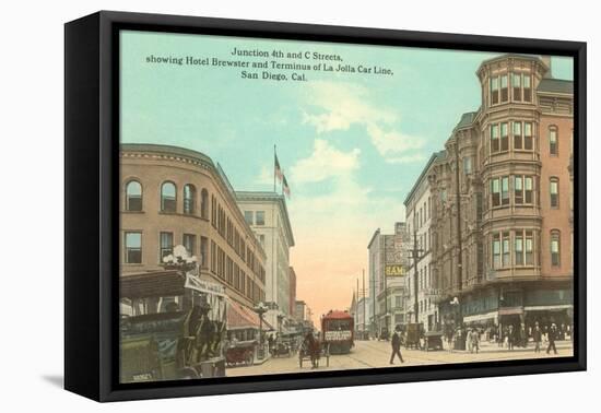 Vintage Street Scene, San Diego, California-null-Framed Stretched Canvas