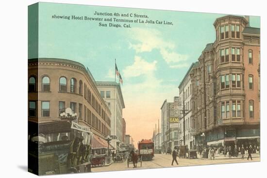 Vintage Street Scene, San Diego, California-null-Stretched Canvas