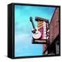 Vintage Street Sign in America with Guitar-Salvatore Elia-Framed Stretched Canvas