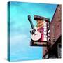 Vintage Street Sign in America with Guitar-Salvatore Elia-Stretched Canvas