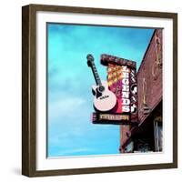 Vintage Street Sign in America with Guitar-Salvatore Elia-Framed Photographic Print