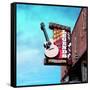 Vintage Street Sign in America with Guitar-Salvatore Elia-Framed Stretched Canvas