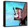 Vintage Street Sign in America with Guitar-Salvatore Elia-Framed Stretched Canvas