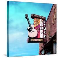 Vintage Street Sign in America with Guitar-Salvatore Elia-Stretched Canvas