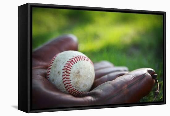 Vintage Style Baseball Glove and Ball-soupstock-Framed Stretched Canvas