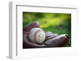 Vintage Style Baseball Glove and Ball-soupstock-Framed Photographic Print