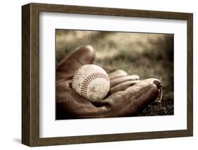 Vintage Style Baseball Glove and Ball-soupstock-Framed Photographic Print