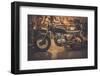 Vintage Style Cafe-Racer Motorcycle in Customs Garage-NejroN Photo-Framed Photographic Print