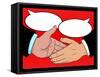 Vintage Style Comic Book Handshake with Speech Bubbles-jorgenmac-Framed Stretched Canvas