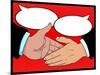 Vintage Style Comic Book Handshake with Speech Bubbles-jorgenmac-Mounted Art Print