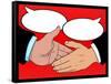 Vintage Style Comic Book Handshake with Speech Bubbles-jorgenmac-Framed Stretched Canvas