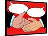 Vintage Style Comic Book Handshake with Speech Bubbles-jorgenmac-Stretched Canvas