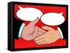 Vintage Style Comic Book Handshake with Speech Bubbles-jorgenmac-Framed Stretched Canvas