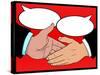 Vintage Style Comic Book Handshake with Speech Bubbles-jorgenmac-Stretched Canvas