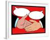 Vintage Style Comic Book Handshake with Speech Bubbles-jorgenmac-Framed Art Print