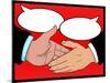 Vintage Style Comic Book Handshake with Speech Bubbles-jorgenmac-Mounted Art Print