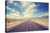 Vintage Style Country Highway in Usa, Travel Adventure Concept.-MBPROJEKT_Maciej_Bledowski-Stretched Canvas