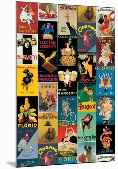 Vintage Style Italian Advertisement Poster Collage-null-Mounted Poster