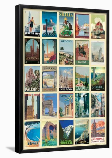 Vintage Style Italian Travel Poster Collage Poster-null-Framed Poster