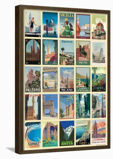 Vintage Style Italian Travel Poster Collage Poster-null-Framed Poster