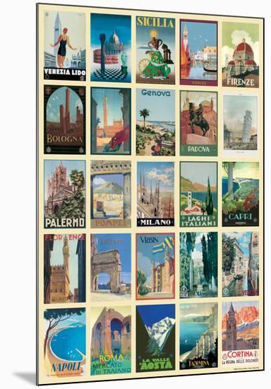 Vintage Style Italian Travel Poster Collage Poster-null-Mounted Poster