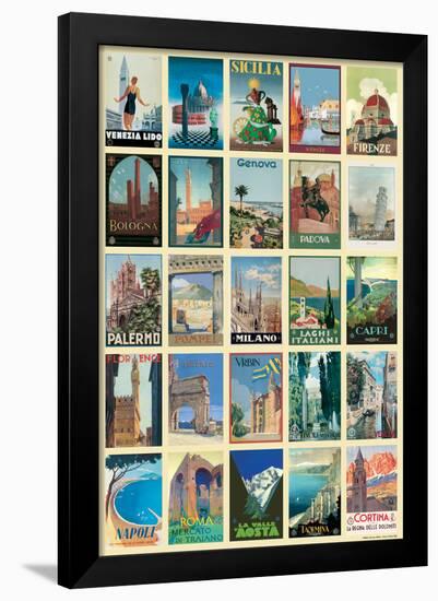 Vintage Style Italian Travel Poster Collage Poster-null-Framed Poster