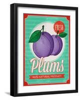 Vintage Styled Fresh Plums-Marvid-Framed Art Print