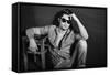 Vintage Stylized Black and White Photo of Young Male Model-matusciac-Framed Stretched Canvas