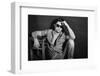Vintage Stylized Black and White Photo of Young Male Model-matusciac-Framed Photographic Print