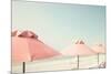 Vintage Summer Beach with Pink Pastel Parasols-Andrekart Photography-Mounted Photographic Print