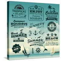 Vintage Summer Typography Design With Labels, Icons Elements Collection-Catherinecml-Stretched Canvas