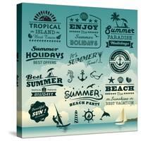 Vintage Summer Typography Design With Labels, Icons Elements Collection-Catherinecml-Stretched Canvas