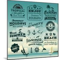 Vintage Summer Typography Design With Labels, Icons Elements Collection-Catherinecml-Mounted Art Print