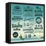 Vintage Summer Typography Design With Labels, Icons Elements Collection-Catherinecml-Framed Stretched Canvas