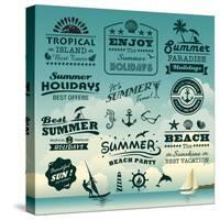 Vintage Summer Typography Design With Labels, Icons Elements Collection-Catherinecml-Stretched Canvas