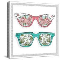 Vintage Sunglasses with Cute Floral Print for Him and Her.-cherry blossom girl-Stretched Canvas