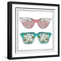 Vintage Sunglasses with Cute Floral Print for Him and Her.-cherry blossom girl-Framed Premium Giclee Print