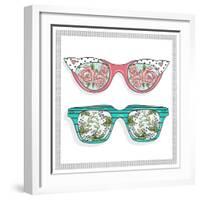 Vintage Sunglasses with Cute Floral Print for Him and Her.-cherry blossom girl-Framed Premium Giclee Print