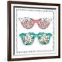 Vintage Sunglasses with Cute Floral Print for Him and Her.-cherry blossom girl-Framed Art Print