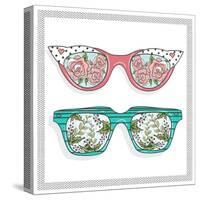 Vintage Sunglasses with Cute Floral Print for Him and Her.-cherry blossom girl-Stretched Canvas