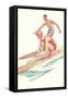 Vintage Surfing Illustration-null-Framed Stretched Canvas