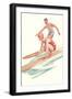 Vintage Surfing Illustration-null-Framed Art Print