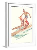 Vintage Surfing Illustration-null-Framed Art Print